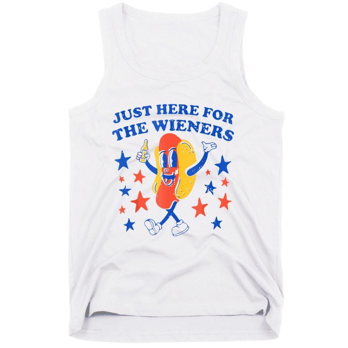 Hot Dog Im Just Here For The Wieners 4th Of July Funny Tank Top