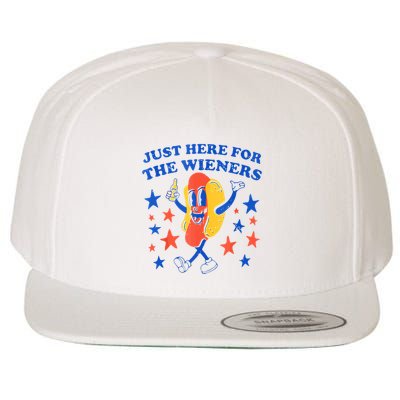 Hot Dog Im Just Here For The Wieners 4th Of July Funny Wool Snapback Cap