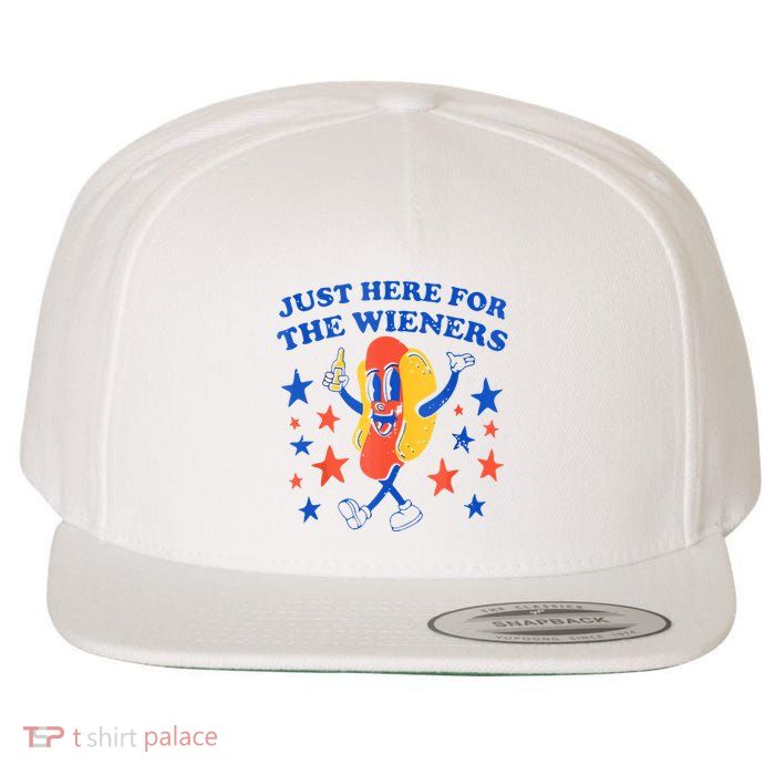 Hot Dog Im Just Here For The Wieners 4th Of July Funny Wool Snapback Cap