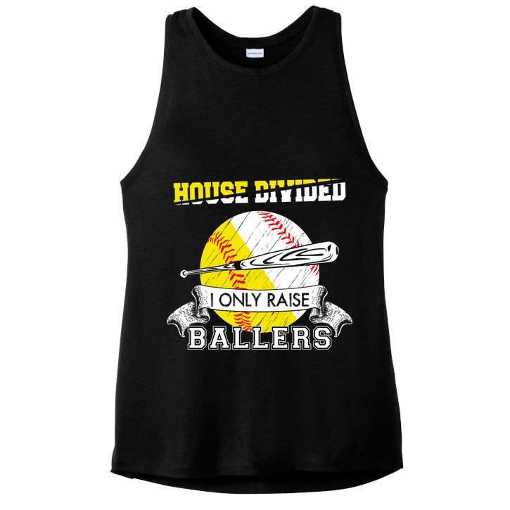 House Divided I Only Raise Ballers Baseball Softball Mom And Dad Ladies PosiCharge Tri-Blend Wicking Tank