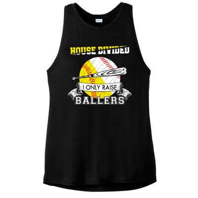 House Divided I Only Raise Ballers Baseball Softball Mom And Dad Ladies PosiCharge Tri-Blend Wicking Tank