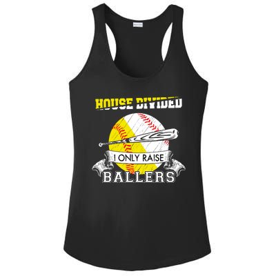 House Divided I Only Raise Ballers Baseball Softball Mom And Dad Ladies PosiCharge Competitor Racerback Tank