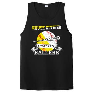 House Divided I Only Raise Ballers Baseball Softball Mom And Dad PosiCharge Competitor Tank