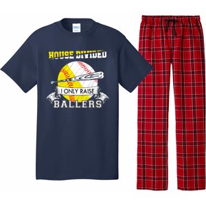 House Divided I Only Raise Ballers Baseball Softball Mom And Dad Pajama Set