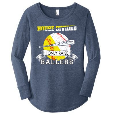 House Divided I Only Raise Ballers Baseball Softball Mom And Dad Women's Perfect Tri Tunic Long Sleeve Shirt