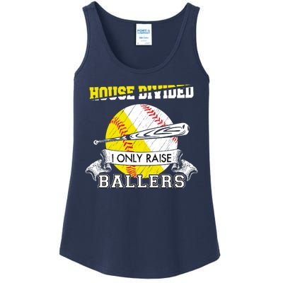 House Divided I Only Raise Ballers Baseball Softball Mom And Dad Ladies Essential Tank