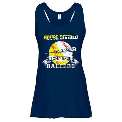 House Divided I Only Raise Ballers Baseball Softball Mom And Dad Ladies Essential Flowy Tank