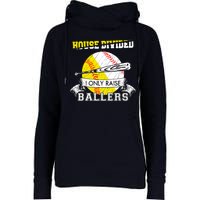 House Divided I Only Raise Ballers Baseball Softball Mom And Dad Womens Funnel Neck Pullover Hood