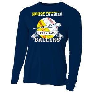 House Divided I Only Raise Ballers Baseball Softball Mom And Dad Cooling Performance Long Sleeve Crew