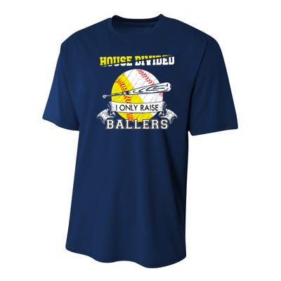 House Divided I Only Raise Ballers Baseball Softball Mom And Dad Youth Performance Sprint T-Shirt