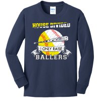 House Divided I Only Raise Ballers Baseball Softball Mom And Dad Kids Long Sleeve Shirt