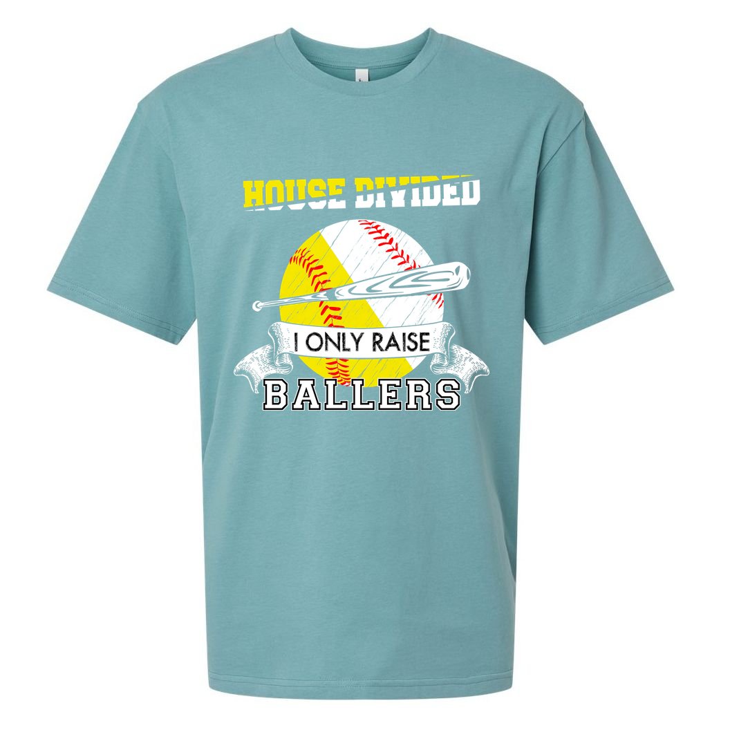 House Divided I Only Raise Ballers Baseball Softball Mom And Dad Sueded Cloud Jersey T-Shirt