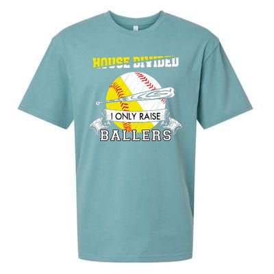 House Divided I Only Raise Ballers Baseball Softball Mom And Dad Sueded Cloud Jersey T-Shirt