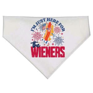 Hot Dog IM Just Here For The Wieners 4th Of July USA-Made Doggie Bandana