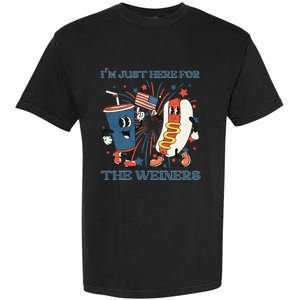 Hot Dog I'm Just Here For The Wieners 4Th Of July Garment-Dyed Heavyweight T-Shirt