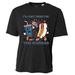 Hot Dog I'm Just Here For The Wieners 4Th Of July Cooling Performance Crew T-Shirt