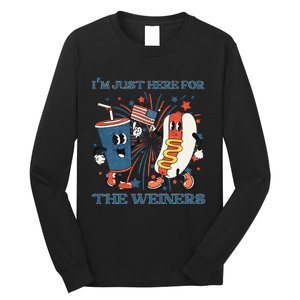 Hot Dog I'm Just Here For The Wieners 4Th Of July Long Sleeve Shirt