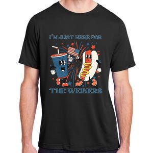 Hot Dog I'm Just Here For The Wieners 4Th Of July Adult ChromaSoft Performance T-Shirt