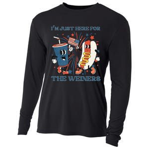 Hot Dog I'm Just Here For The Wieners 4Th Of July Cooling Performance Long Sleeve Crew