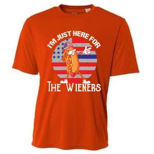 Hot Dog IM Just Here For The Wieners 4th Of July American Great Gift Cooling Performance Crew T-Shirt