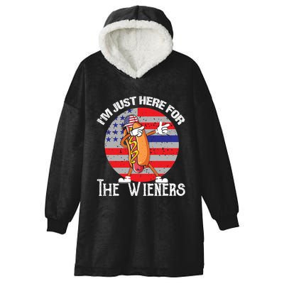 Hot Dog IM Just Here For The Wieners 4th Of July American Great Gift Hooded Wearable Blanket