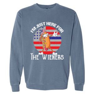 Hot Dog IM Just Here For The Wieners 4th Of July American Great Gift Garment-Dyed Sweatshirt