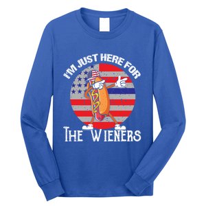 Hot Dog IM Just Here For The Wieners 4th Of July American Great Gift Long Sleeve Shirt