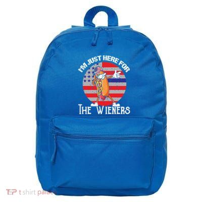 Hot Dog IM Just Here For The Wieners 4th Of July American Great Gift 16 in Basic Backpack