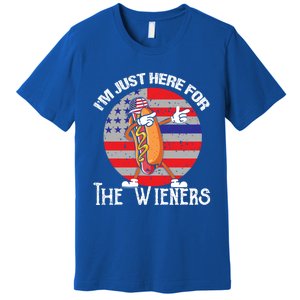 Hot Dog IM Just Here For The Wieners 4th Of July American Great Gift Premium T-Shirt