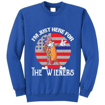 Hot Dog IM Just Here For The Wieners 4th Of July American Great Gift Tall Sweatshirt