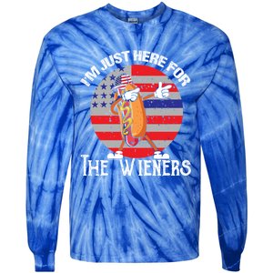 Hot Dog IM Just Here For The Wieners 4th Of July American Great Gift Tie-Dye Long Sleeve Shirt