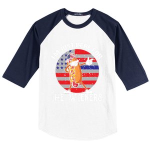 Hot Dog IM Just Here For The Wieners 4th Of July American Great Gift Baseball Sleeve Shirt