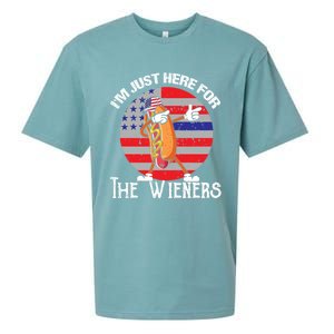 Hot Dog IM Just Here For The Wieners 4th Of July American Great Gift Sueded Cloud Jersey T-Shirt