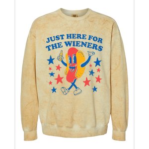 Hot Dog Im Just Here For The Wieners 4Th Of July Funny Colorblast Crewneck Sweatshirt