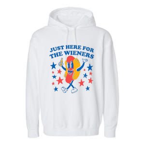 Hot Dog Im Just Here For The Wieners 4Th Of July Funny Garment-Dyed Fleece Hoodie