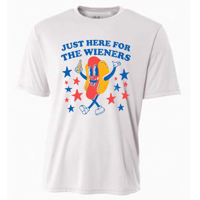 Hot Dog Im Just Here For The Wieners 4Th Of July Funny Cooling Performance Crew T-Shirt