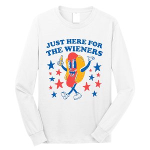 Hot Dog Im Just Here For The Wieners 4Th Of July Funny Long Sleeve Shirt