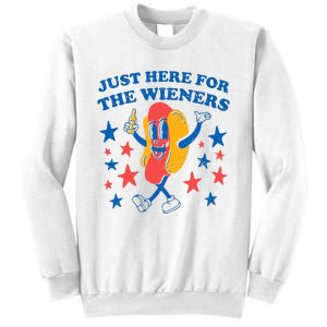 Hot Dog Im Just Here For The Wieners 4Th Of July Funny Sweatshirt