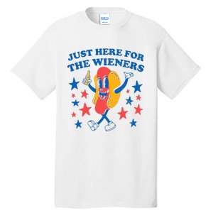 Hot Dog Im Just Here For The Wieners 4Th Of July Funny Tall T-Shirt