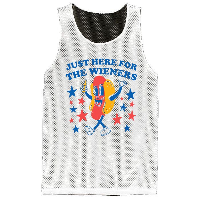 Hot Dog Im Just Here For The Wieners 4Th Of July Funny Mesh Reversible Basketball Jersey Tank