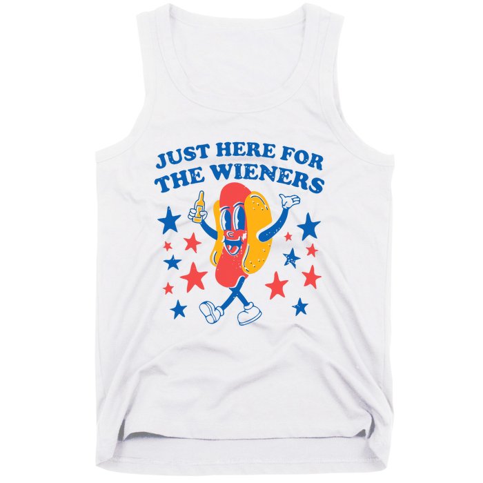 Hot Dog Im Just Here For The Wieners 4Th Of July Funny Tank Top