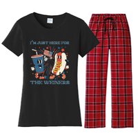 Hot Dog Im Just Here For The Wieners 4Th Of July Women's Flannel Pajama Set