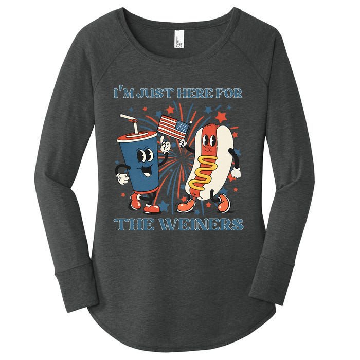 Hot Dog Im Just Here For The Wieners 4Th Of July Women's Perfect Tri Tunic Long Sleeve Shirt