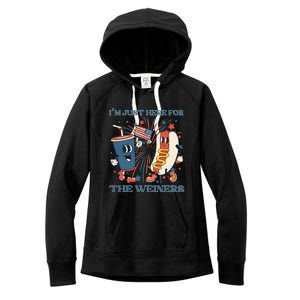 Hot Dog Im Just Here For The Wieners 4Th Of July Women's Fleece Hoodie