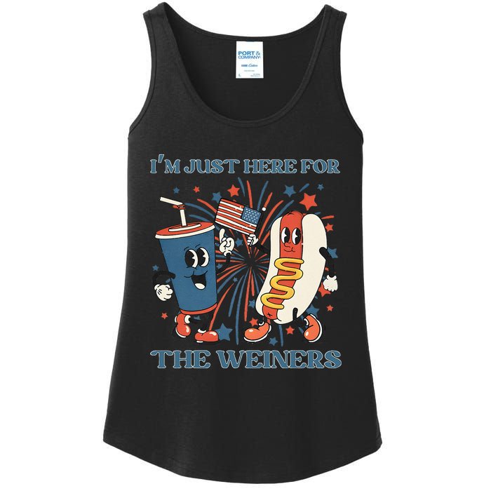 Hot Dog Im Just Here For The Wieners 4Th Of July Ladies Essential Tank