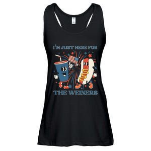 Hot Dog Im Just Here For The Wieners 4Th Of July Ladies Essential Flowy Tank