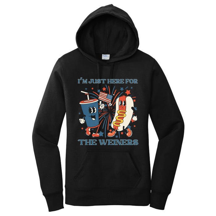 Hot Dog Im Just Here For The Wieners 4Th Of July Women's Pullover Hoodie