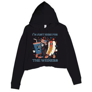 Hot Dog Im Just Here For The Wieners 4Th Of July Crop Fleece Hoodie