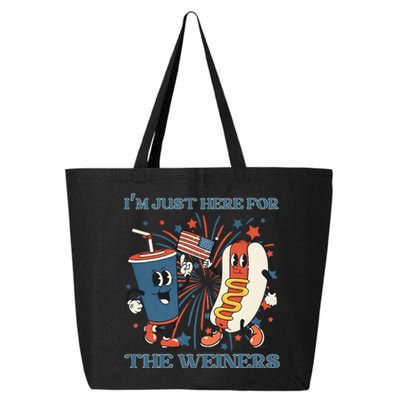 Hot Dog Im Just Here For The Wieners 4Th Of July 25L Jumbo Tote