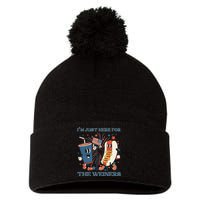 Hot Dog Im Just Here For The Wieners 4Th Of July Pom Pom 12in Knit Beanie